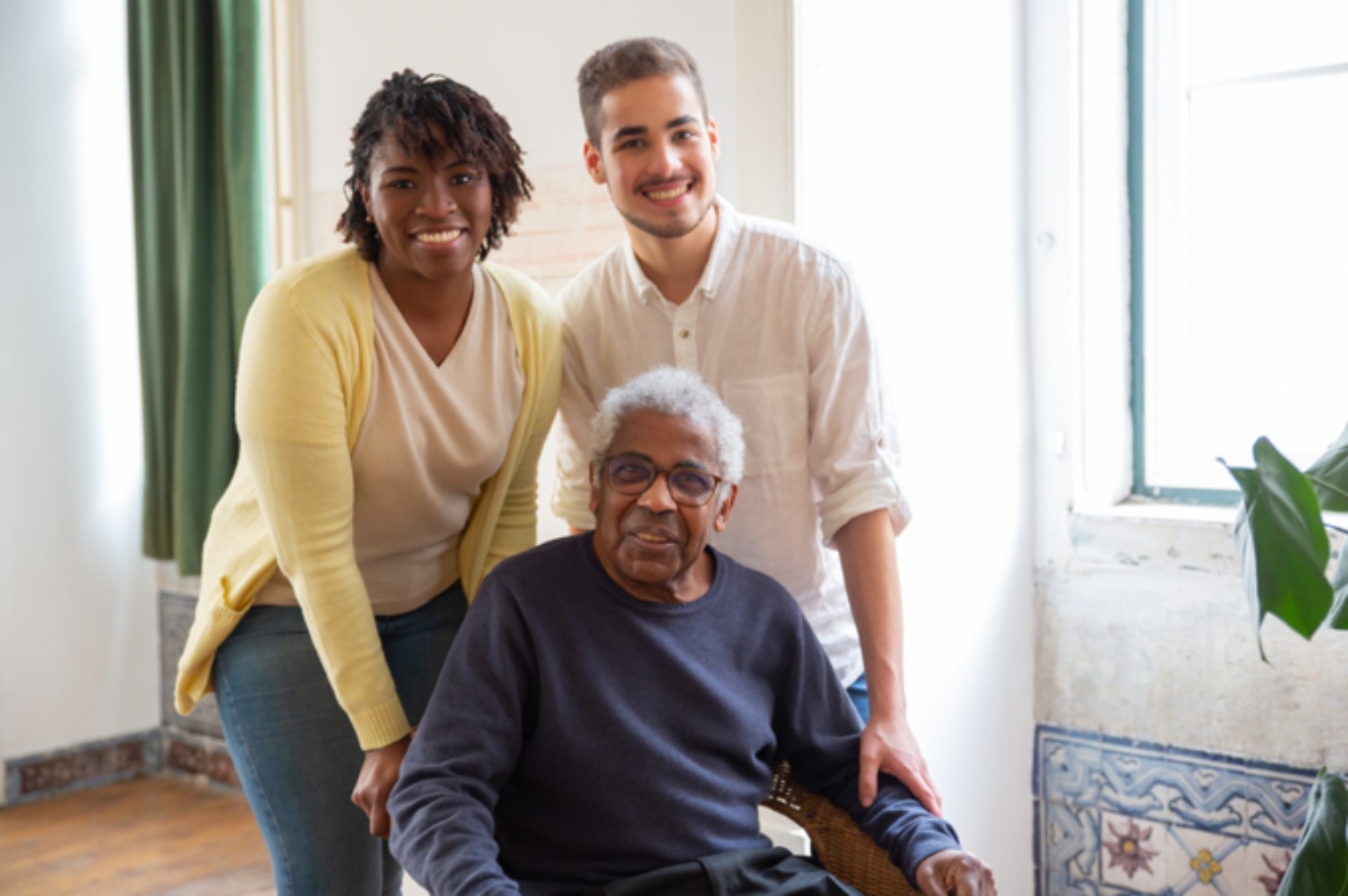 Family supporting an older adult at home